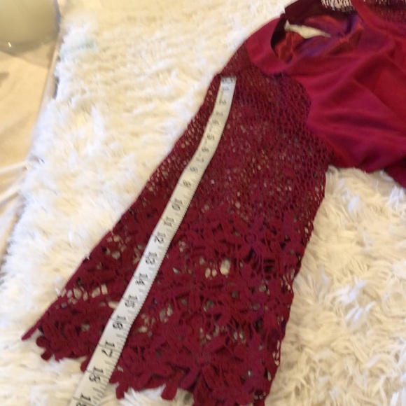 Burgundy wine 🍷 color dress with embroidered 3/4 sleeves - Picture 14 of 15